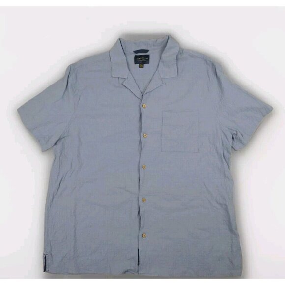 Lucky Brand Tops - Lucky Brand Women's Large Short Sleeve Button Up Camp Shirt Blouse Blue